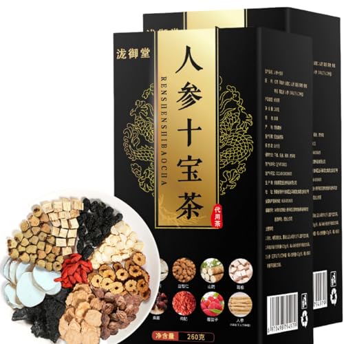 Ten Treasures Herbal Tea (Shi Bao Cha) – Ginseng & Herbal Blend for Kidney Support, Energy Boost & Natural Cleansing | Organic, Traditional Chinese Formula for Men & Women | Caffeine-Ten Wellness Tea