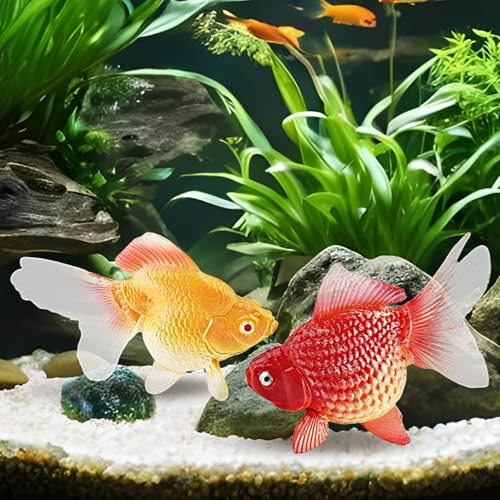 xowwyue 2 Stück Gefälschte Goldfische Künstliche Bewegliche Fische Plastikfischmodell Schwimmende Deko Aquarium Ornament Für Zuhause, Büro, Tank, Kollegen, Freunde 4,5x5 cm