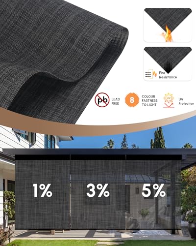 Image of Kincmo OutdooKincmo Motorized Outdoor Shades for Patio Porch, Custom Outdoor Motorized Blinds with Remote, Waterproof & Windproof Patio Shades Work with Apple Home,Alexa,Googler Shades Fabric Samples