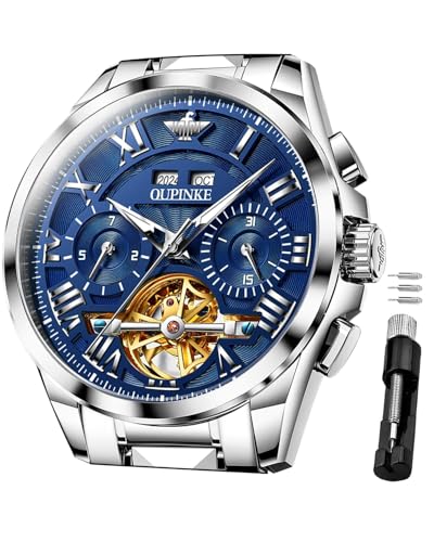 Montre squelette automatique de luxe avec miroir saphir inrayable et étanche