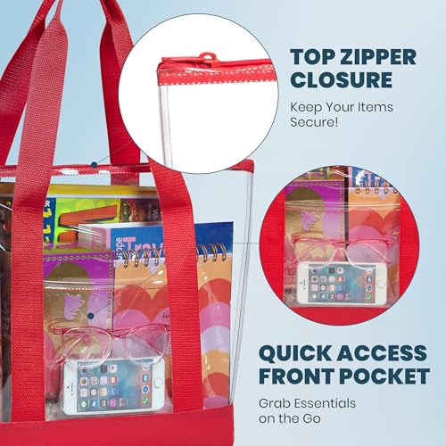 Image of Handy Laundry Clear Tote Bag - Zipper Closure, Long Shoulder Strap, Fabric Trimming.