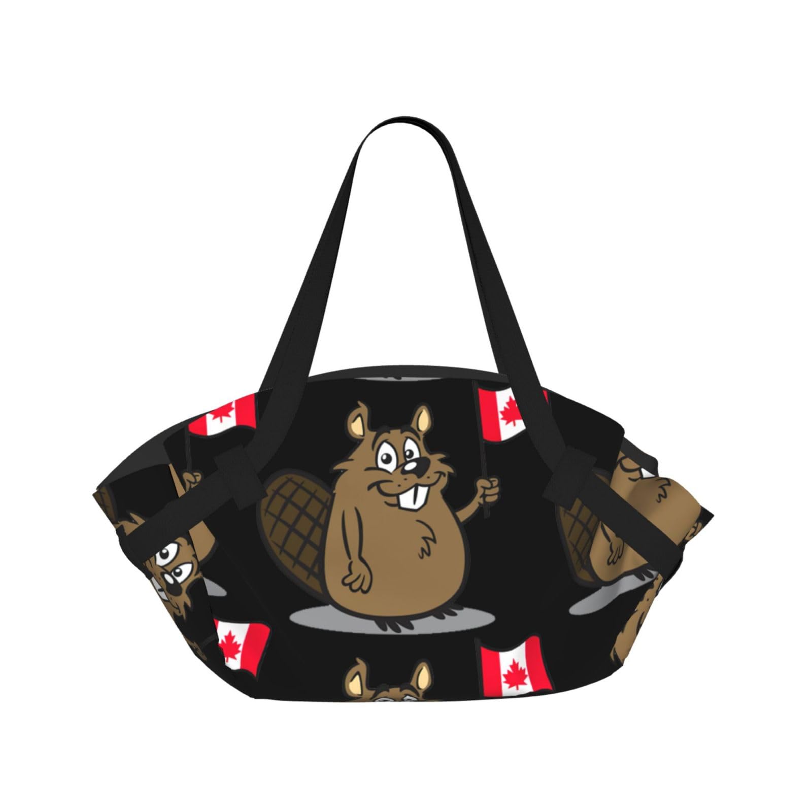 WYCZHY Beaver Printed Foldable Round Picnic Blanket Converts to Carry Bag, 37in Mat for Camping Date Night