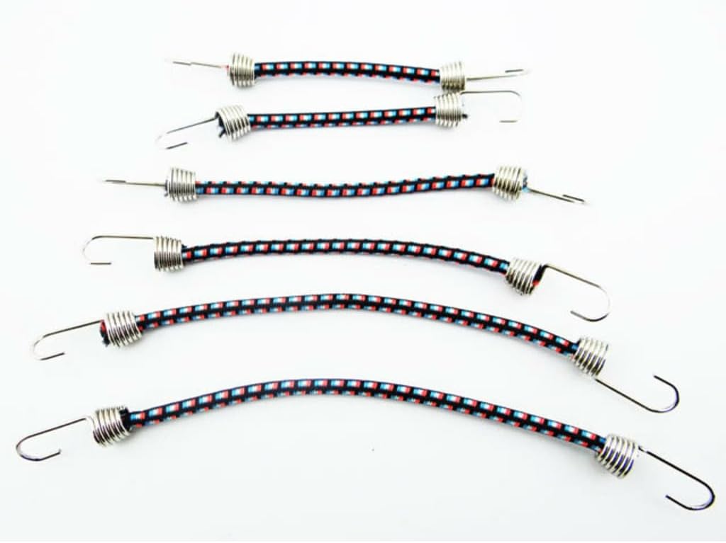 Hot Racing ACC468C1285 1:10 Scale Elastic Cord Set (6) Black W/Blue Orange