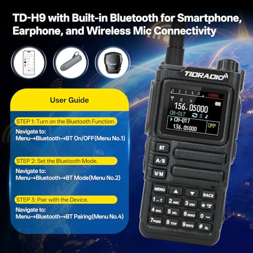Image of TIDRADIO TD-H9 10Watt GPS&APRS Multi-Band Ham Radio Capable of Bluetooth Connectivity; Wireless Programming; Spectrum Analysis;SMS Message Text; NOAA Weather Receiver Handheld Two Way Radio (Green)