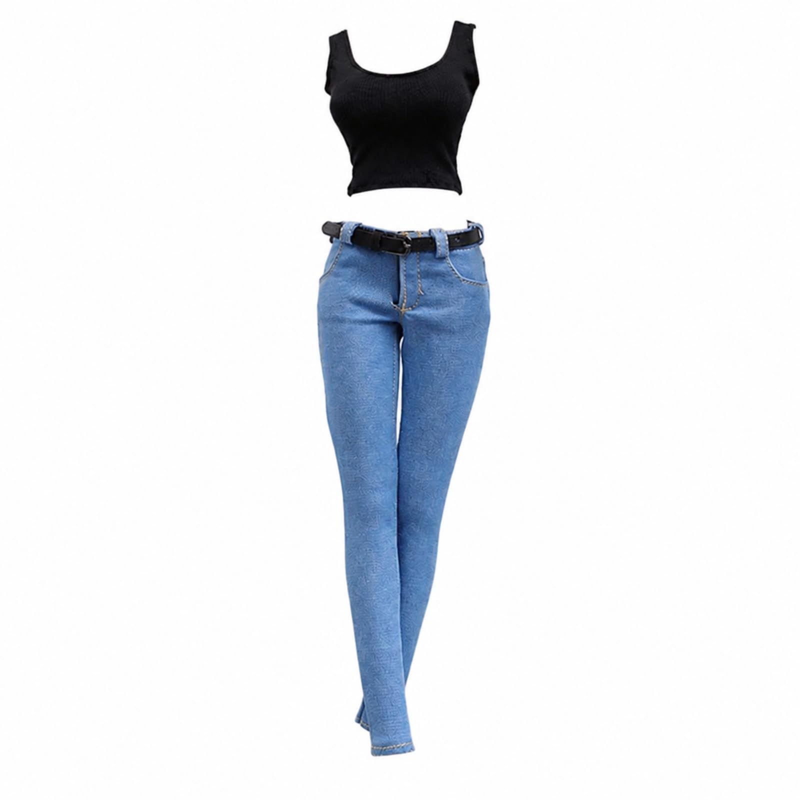 LOVIVER Jeans con Gilet e Cintura Coordinato, Style to 2, Color to 2