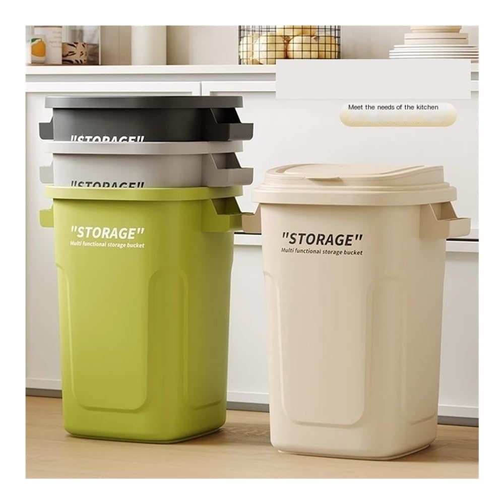Bote De Basura Plástico Con Tapa For Cocina, Contenedor Industrial Gran