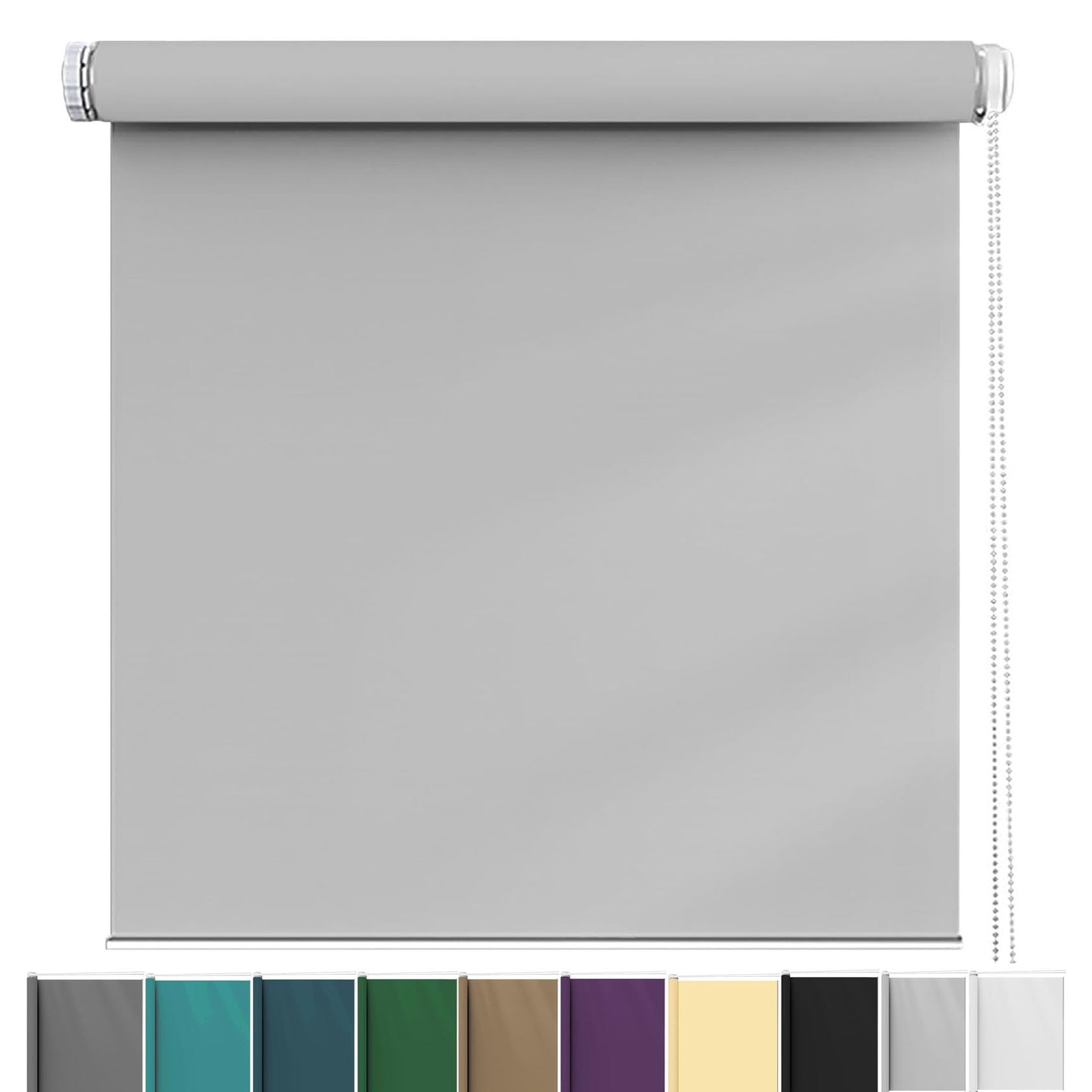 Blackout Roller Blinds 40 x 180 cm Thermal Insulated UV Protection, Blinds Blackout Curtains Easy Fit Home Office for Any Window, Loft, Light Grey