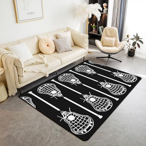Tapete decorativo rectangular 150x200 cm negro y blanco miniatura 1