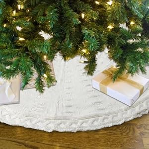 YUJUN 48 inches Christmas Knitted Tree Skirt Decorations Xmas Large White Chunky Cable Farmhouse Thick Rustic Tree Skirt for Merry Christmas Tree Holiday Home Party Decoration YUJUN 48 inches Christmas Knitted Tree Skirt Decorations Xmas Large White Chunky Cable Farmhouse Thick Rustic Tree Skirt for Merry Christmas Tree Holiday Home Party Decoration