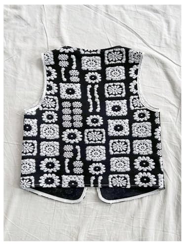 Verdusa Women's Bow Tie Floral Embroidered Vest Tops Boho V Neck Sleeveless Cardigan Outwear2