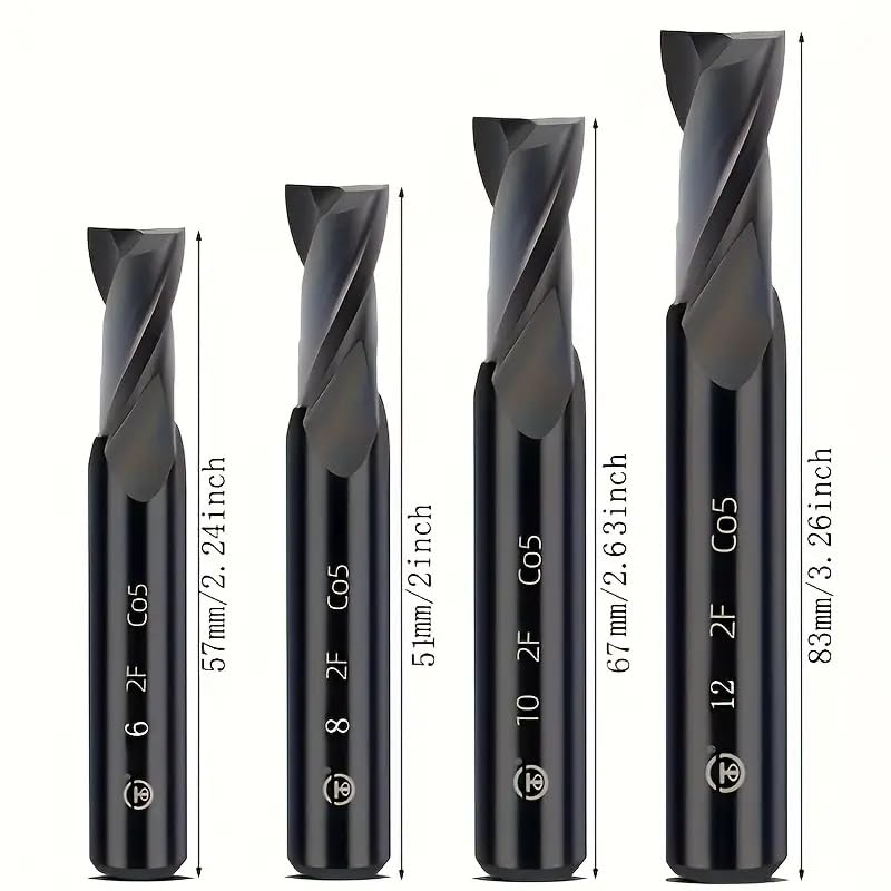 Durable Double-Edged Milling Cutter Combination - Black-Coated Carbide - Suitable for Steel, Forged Steel, Hardened Steel, Copper, Alloys and Materials (3PCS 10*10*22*72-2F)
