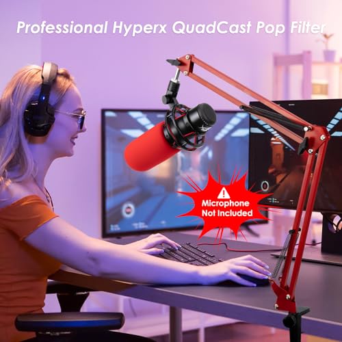 HyperX QuadCast Popschutz Rot - Mikrofon Schallschutz Popschutz Professioneller Mic Windschutz Kompatibel mit HyperX QuadCast S Pop Filter von YOUSHARES