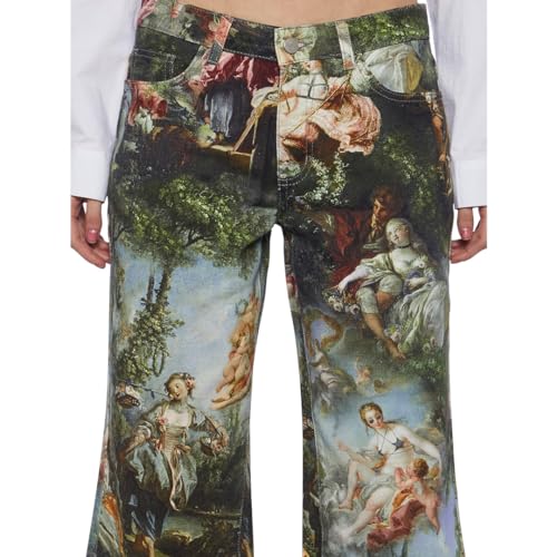 Dolls Kill Da Vinci's Demons Wide Leg Jeans by Current Mood – Stretchy Twill, Wide Leg Fit with Renaissance Art Print3