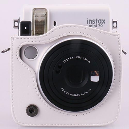 CAIUL Compatible Comprehensive Protection Mini 70 Case Bag with Soft PU Leather Material for Fujifilm Instax Mini 70 Camera - White
