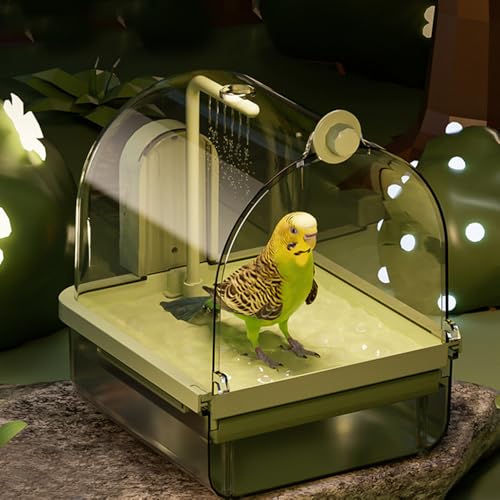 Image of Hanging Bird Bath Box with Anti-Slip Base, Shower Bathing Pool for Parrots, Cockatiels, Lovebirds, Detachable Design