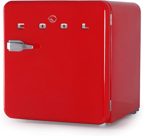 Commercial Cool Refrigerador retro de 1.6 pies cúbicos, estilo vintage, con 1 estante de alambre deslizante y almacenamiento de contenedor,