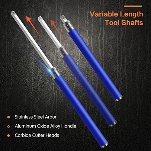 Carbide Tipped Wood Turning Tools Set, Latest Lathe Rougher Finisher Swan Neck Hollowing Tools And Interchangeable Aluminum Alloy Grip Handle With Diamond Round Square Carbide Inserts #TOP2