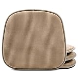 Shinnwa Kitchen Seat Cushions Set of 4, Non Slip Dining Chair Cushions, U-Shaped Indoor Chair Pads, 4 Pack, 15 x 16 Inches, Brown
