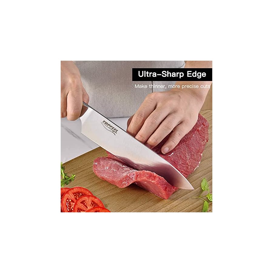 Topfeel Professional Chef Knife Set 5PCS, 3.5-8 Inch Set Kitchen Knives German High Carbon Stainless Steel Sharp Knife, Knives Set for Kitchen with Ergonomic Handle