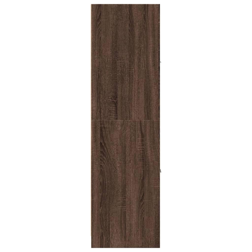 Apothekerschrank Eichen-Optik, 40x41x144,5 cm Beistellschrank aus Holzwerkstoff mit 4 Schubladen, Hoher Auszugschrank für Küche, Wohnzimmer und Büro, Braun