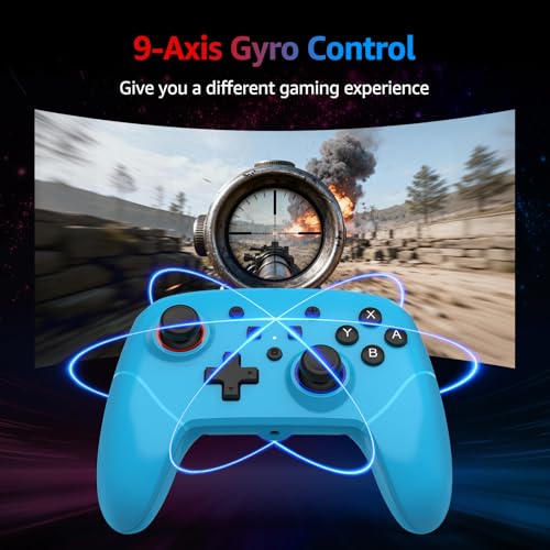Image of Kamylorus Wired Pro Controller for Switch 2 /1 /PC, Hall Effect Joysticks Gaming Controller with 2 Back Buttons Support Remap /Programmable, Motion Gyro Control, Cool RGB Light, 3.5mm Audio Jack, Dual Vibration (Blue)