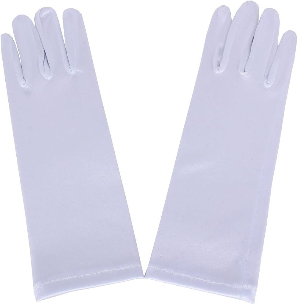 DreamHigh Kids Formal Stretch Satin Long Finger Gloves for Girl Children Party (Black) : Clothing, Shoes & Jewelry