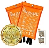 Supa Ant Eco-Friendly (1500֯F) Fire Blanket, High Visibility CE Certified Emergency Fire Blanket for Home, Kitchen, Car, Van, RV, Office, Reusable (39.3x39.3in) (2 Fire Blankets + 2Hooks)