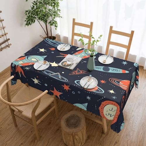 Nappe rectangulaire imperméable espace rétro 137x183 cm pour table de cuisine