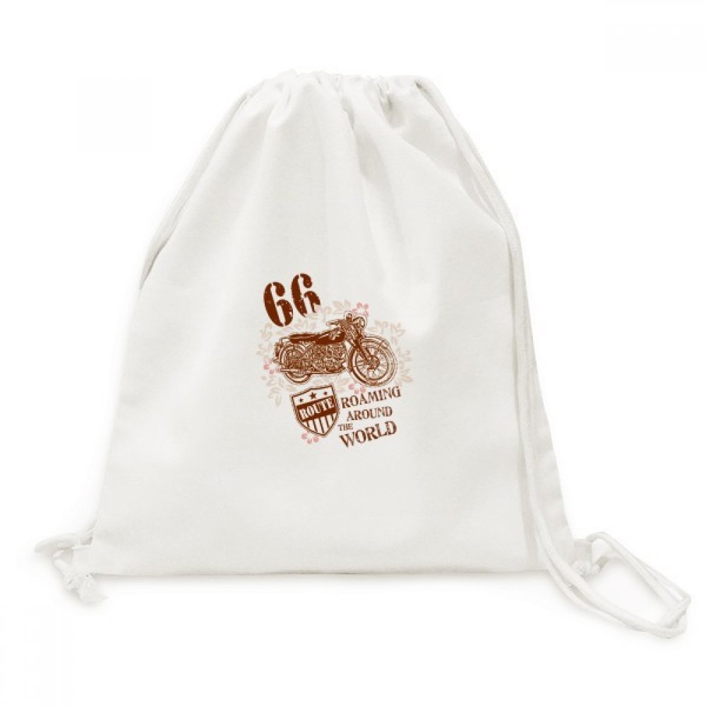 Toile drawstring backpack robuste avec illustration artistique moto fleur pour sac