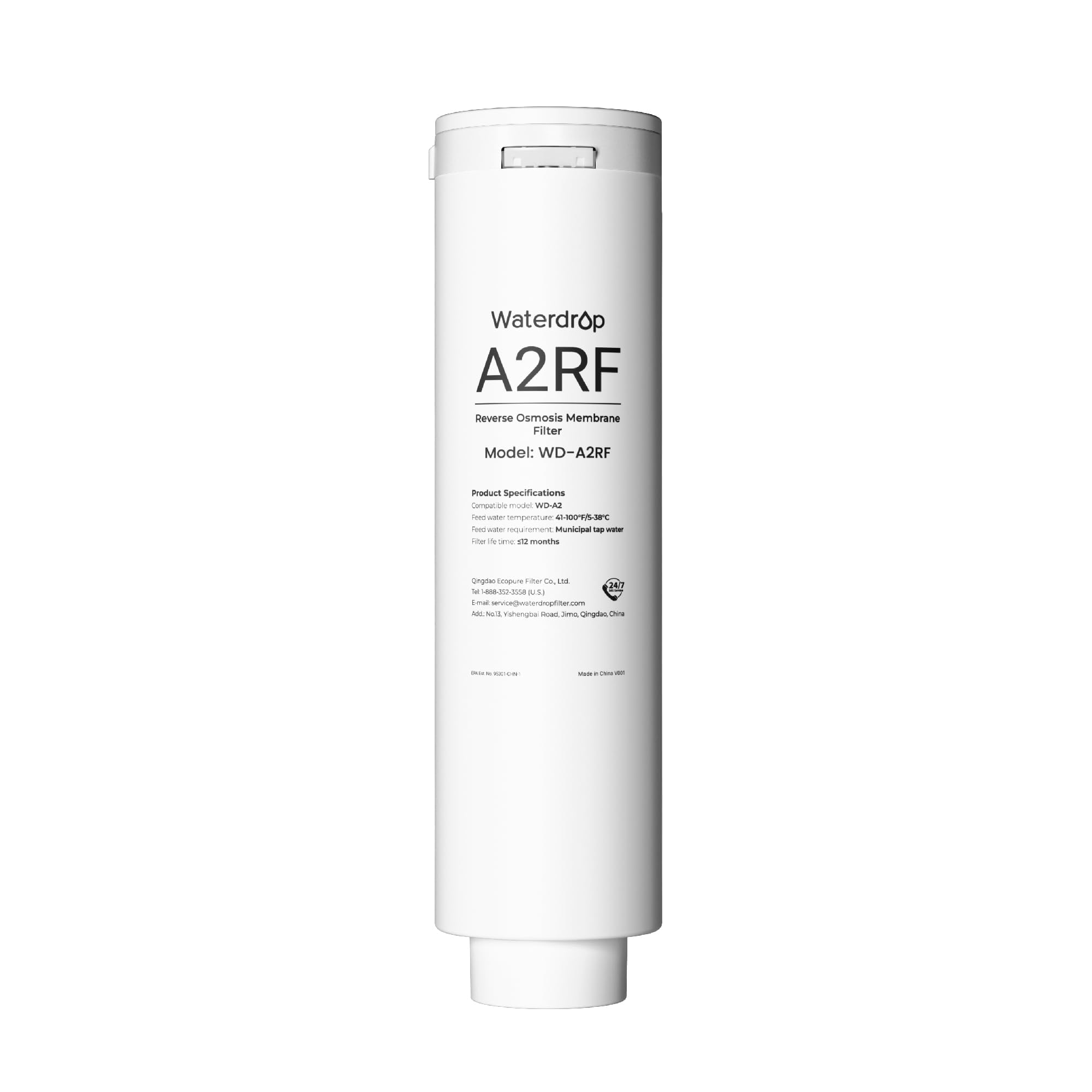Waterdrop WD-A2RF Filtro, Ricambio per il Sistema a Osmosi Inversa da Banco WD-A2, 12 Mesi di Vita