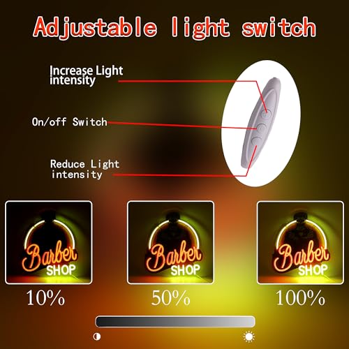 Image of Barber Shop Neon Sign,Haircut Beard Neon Lights for Barbershop,Salon,USB Powered LED Light Up Signs for Bedroom,Man Cave,Gift for Birthday,Christmas