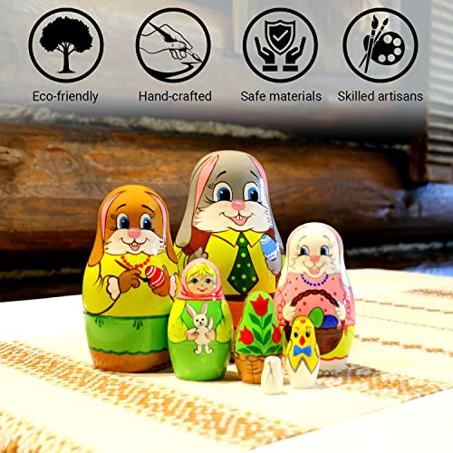 Aevvv Easter Nesting Dolls Set 7 Pcs - Russian Dolls Easter Bunny Decorations - Russian Nesting Dolls Easter Gifts - Bunny Easter Decorations #TOP3