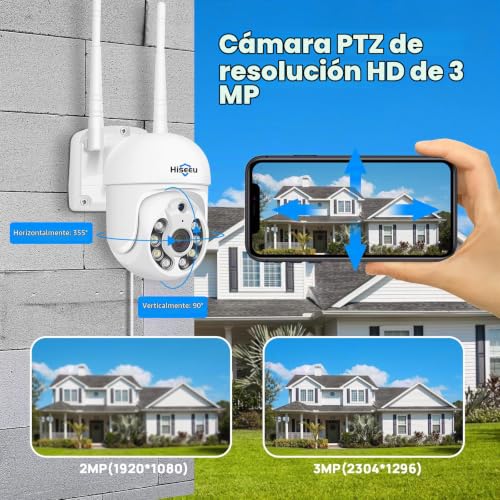 Miniatura 3 de Hiseeu 5mp Kit De 4 Camaras De Vigilancia Wifi, Sistema Inalámbrico Con Monitor De 12 , Detección De Movimiento, Visión Nocturna En Color, Audio Bidireccional