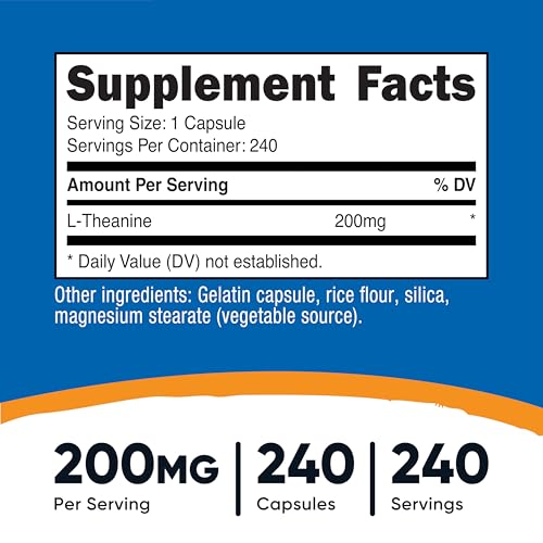Image of Nutricost L-Theanine 200mg, 240 Capsules - Double Strength