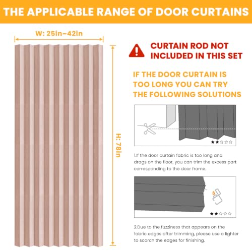 Image of AJAZZ Blackout Accordion Doors Interior Magnetic Door Curtain Pleated Door Curtain Invisible Applicable Bedroom Room Living Room Doorway（Pink 42 inch W x 78 inch L 1 Panel