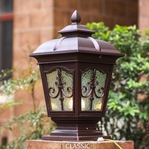 Farol de columna de aluminio rústico para iluminar el jardín y crear un patio acogedor 5