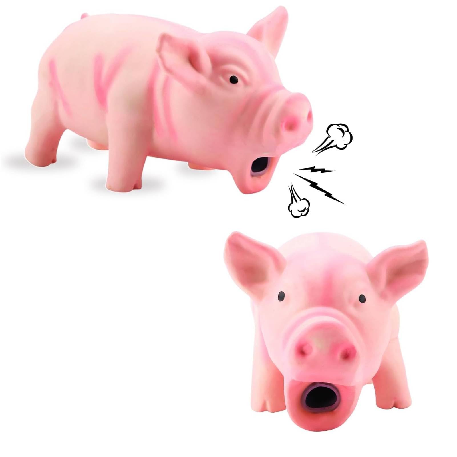 Cyrank 2Pcs Latex Pig Dog Chew Toy, Dog Squeaky Toy Funny Cute Pig Rubber Puppy Teething Toys Pet Chew Interactive Toys for Puppy Small Dog(Pink)