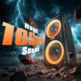 W-KING Party Bluetooth Speaker Boom Box, 180W Max Big Large Loudest Wireless Outdoor Portable Speaker 4 Drivers with 2*4.04'' Subwoofer, 80W HD Huge 105dB Pulse Natur Deep Bass, IPX5/24H/EQ/USB/TF/AUX