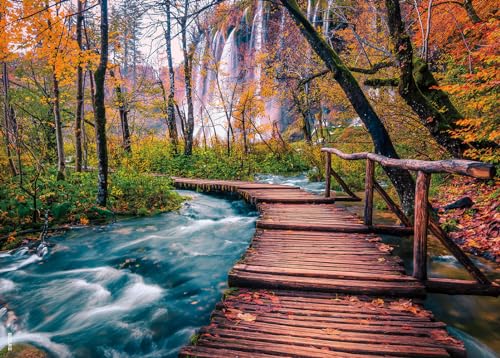 BEDUKE Jigsaw Puzzles for Adults 1000 Pieces Family Game Autumn Forest 1000 Piece Puzzle Thick Sturdy Precise Interlocking Age 14+