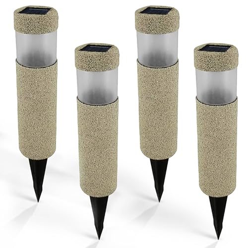Monzana® 4x Solarlampen für Außen Stein-Optik Gartendeko kabellos & wetterfest IP44 8h Leuchtdauer Solarleuchten Garten