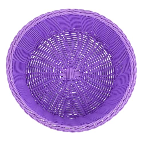 Cabilock 1Pc Imitated Rattan Woven Plastic Basket for Home Storage Decorative Kitchen Organizer for Fruits Bread and Snacks Sturdy Container for Bakery Office and Shopping Mall Use