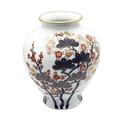 香蘭社 花瓶 古伊万里四季 ホワイト 101-NA9 口径=12.2 最大胴径=23cm