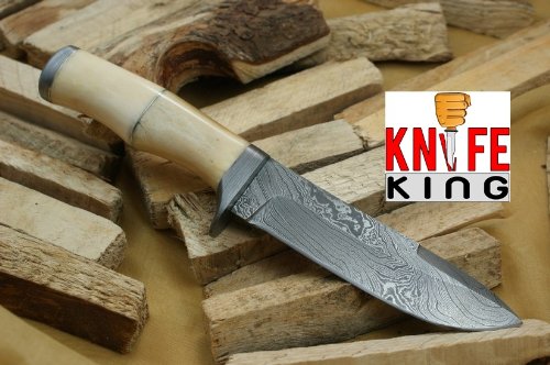 Custom Damast Bowie Messer Jagdmesser Mit Lederscheide