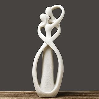 PIGPIGFLY Couple Hugging Statue, Decorative Figures, Decorative Living Room, Home Store Decoration, Modern Abstract Art Sculptures Decoration, Office Decorations, Polyresin, Gift (White)