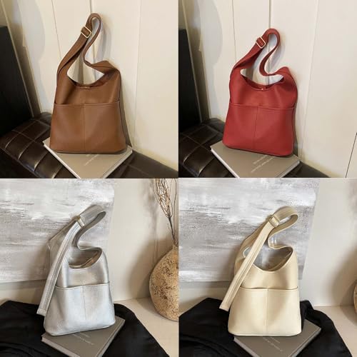 Image of Faux Leather Hobo Bag for Women Large PU Leather Slouchy Bag with Small Purse Soft Crossbody Bags Tote Shoulder Bag