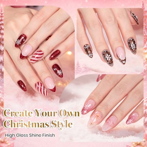 Image of Beetles Christmas Gel Nail Polish Set, Reflective Glitter Red Green Brown