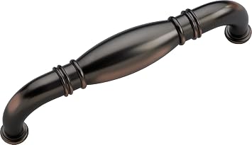 Hickory Hardware 1 Pack Solid Core Kitchen Cabinet Pulls, Luxury Cabinet Handles, Hardware for Doors & Dresser Drawers, 8 Inch Hole Center, Oil-Rubbed Bronze Highlighted, Williamsburg Collection