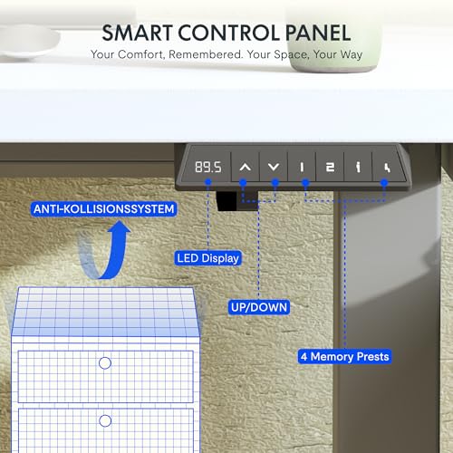 FLEXISPOT Scrivania Regolabile in Altezza, Scrivania Elettrica, Scrivania Regolabile Elettrica, Scrivania da Ufficio e Casa, Standing Desk (110x60cm,Bianca) - 3