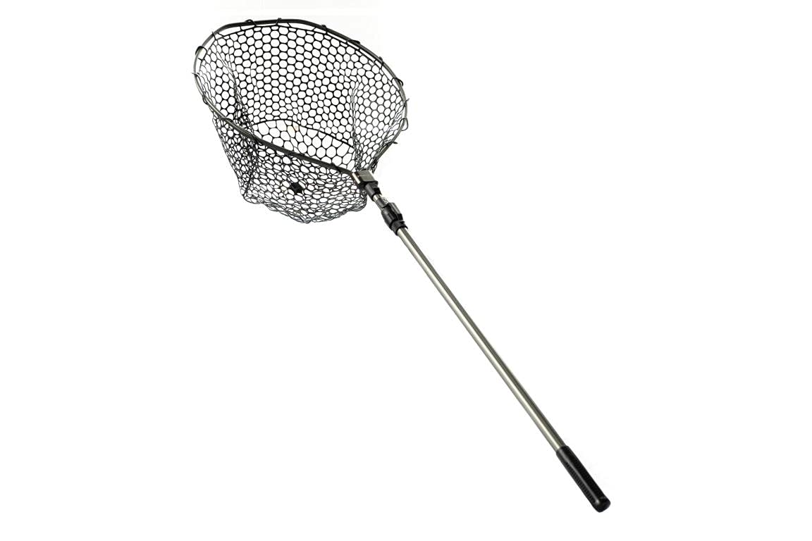 Forellenkescher 1,40m / 60 x 46cm Gumminetz Teleskopierbar Kescher