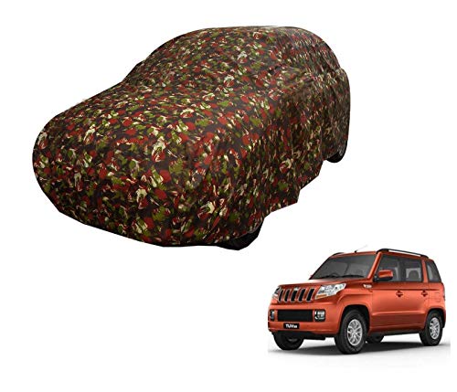 Image of Auto Hub Car Cover Compatible with Mahindra TUV 300 with Weather Proof, Triple Stitched, TUV 300 Car Cover Jungle Look